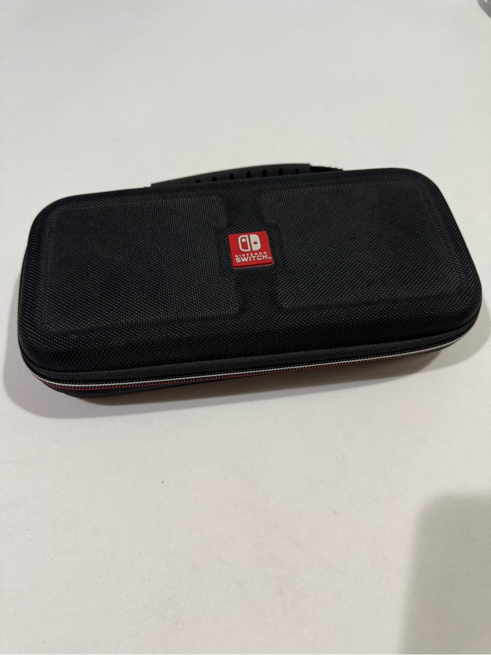 Nintendo Switch Official Hard Shell Travel Carrying Case Black Red Zipper